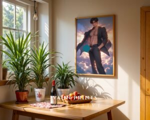 Anime Style Nude Male Body Wall Art Handsome Muscular Man Gay Digital Download