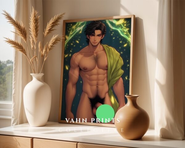 Nude Male Figure Wall Art Dreamy Muscular Guy Romantic Gay Printable Poster