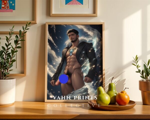 Romantic Nude Male Illustration Wall Art Handsome Guy Gay