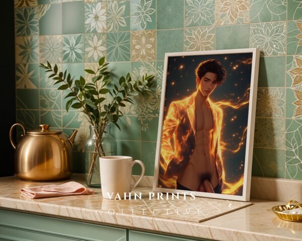 Anime Nude Male Body Wall Art Muscular Figure Gay