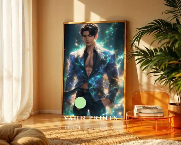 Handsome Muscular Nude Man Art Print Gay Bedroom