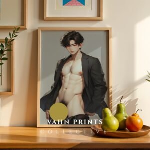 Handsome Nude Male Art Print Muscular Figure Gay Decor