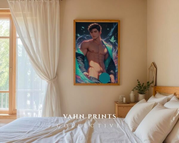 Dreamy Muscular Nude Male Art Print Gay Bedroom Decor