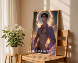 Handsome Nude Man Fantasy Wall Art Male Body Gay Printable