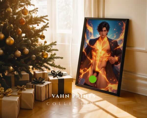 Romantic Male Figure Art Print Nude Muscular Man Gay Bedroom