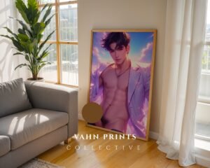 Handsome Nude Male Body Wall Art Muscular Figure Printable Gay Decor