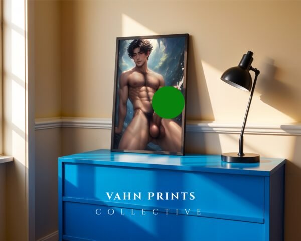 L70c_m1 Soulmate Gay Wall Art Nude Male Body Muscular Figure Printable Poster