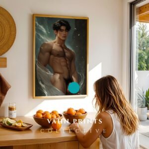 Anime Nude Male Figure Wall Art Dream Husband Muscular Guy Gay