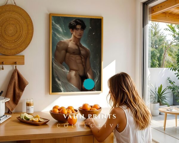 Anime Nude Male Figure Wall Art Dream Husband Muscular Guy Gay