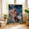 Gay Male Body Art Print Nude Handsome Muscular Figure Printable Poster