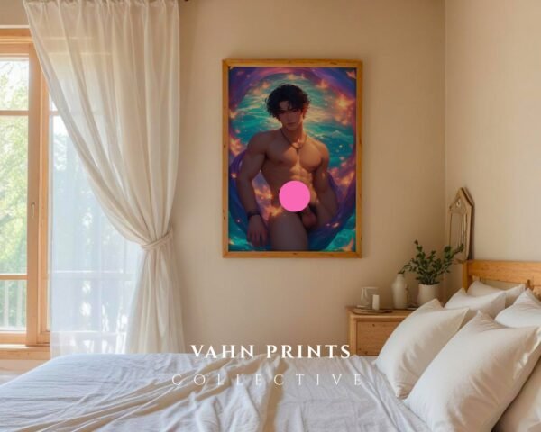 Male Body Fantasy Art Print Nude Muscular Guy Romantic Gay