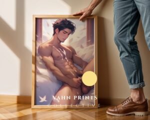 Dreamy Nude Male Wall Art Handsome Muscular Guy Soulmate Gay Printable Poster