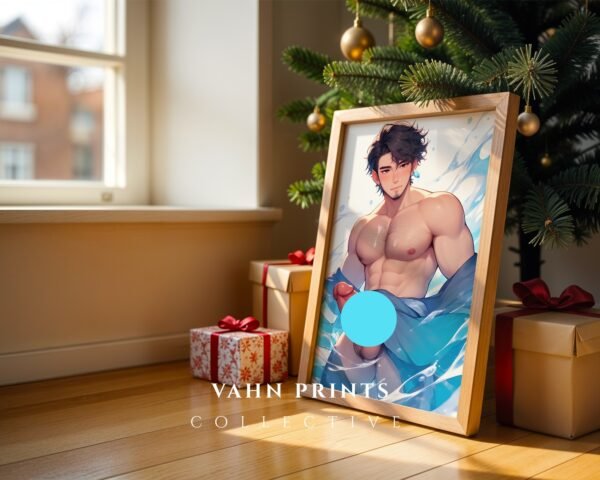 Male Figure Illustration Wall Art Nude Muscular Man Gay Fantasy Printable Art