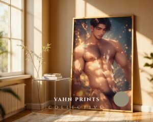 Nude Male Art Print Muscular Figure Dream Boyfriend Gay Bedroom Poster Digital Download