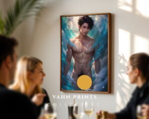 Romantic Male Body Wall Art Nude Handsome Man Muscular Figure Gay Printable Decor