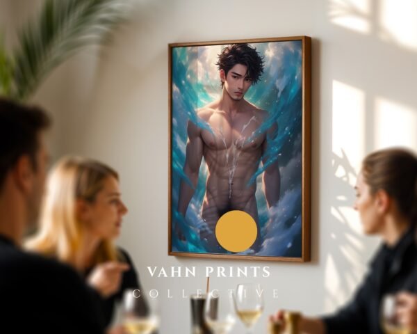 Romantic Male Body Wall Art Nude Handsome Man Muscular Figure Gay Printable Decor