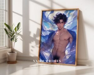 Anime Inspired Male Figure Wall Art Nude Muscular Boyfriend Gay Digital Download