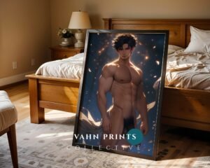 Male Body Line Art Wall Art Nude Muscular Figure Gay Printable Bedroom Decor