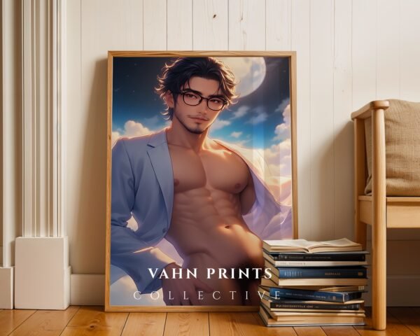 Male Body Art Print Nude Muscular Figure Handsome Man Gay Bedroom Poster Printable Decor