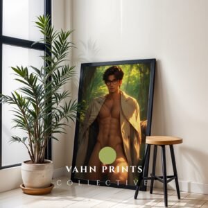 Anime Style Nude Male Wall Art Dreamy Muscular Guy Fantasy Boyfriend Gay Digital Download