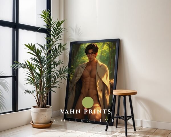 Anime Style Nude Male Wall Art Dreamy Muscular Guy Fantasy Boyfriend Gay Digital Download