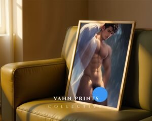 Dream Boyfriend Wall Art Nude Male Body Anime Style Muscular Man Gay Fantasy Poster Printable Home Decor
