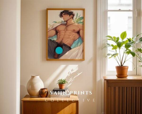 Male Body Figure Wall Art Handsome Muscular Guy Nude Art Gay Romance Printable Poster Modern Bedroom Digital Download