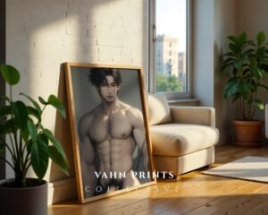 Handsome Male Body Wall Art Nude Muscular Guy Romantic Gay Printable Digital Poster