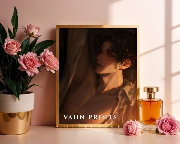 Ethereal Soulmate Husband Wall Art Muscular Male Figure Romantic Printable Anime Boyfriend Digital Download