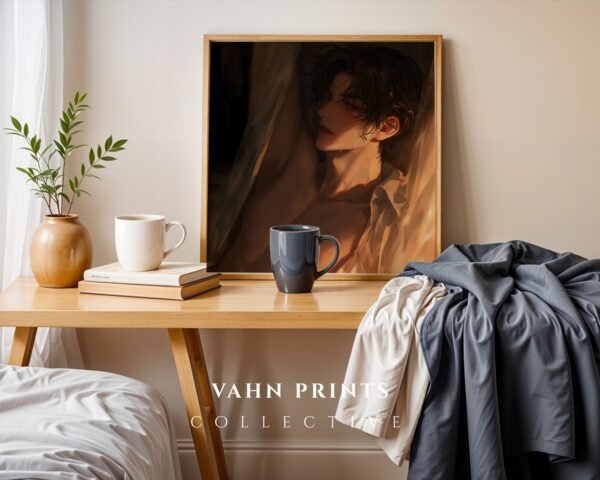 Ethereal Soulmate Husband Wall Art Muscular Male Figure Romantic Printable Anime Boyfriend Digital Download