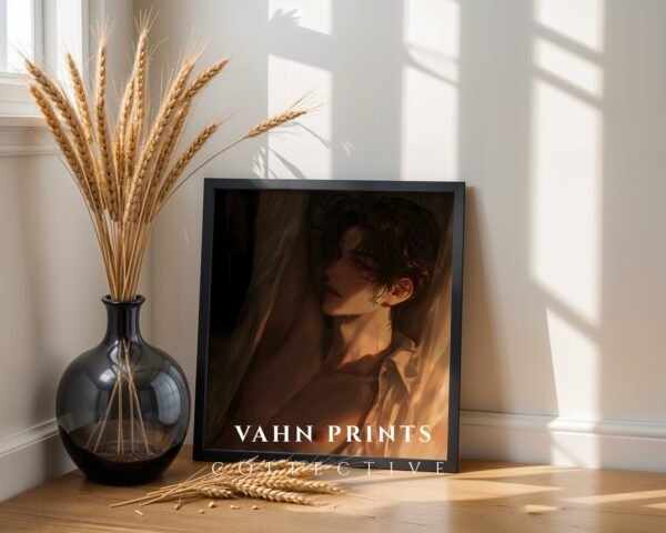 Ethereal Soulmate Husband Wall Art Muscular Male Figure Romantic Printable Anime Boyfriend Digital Download