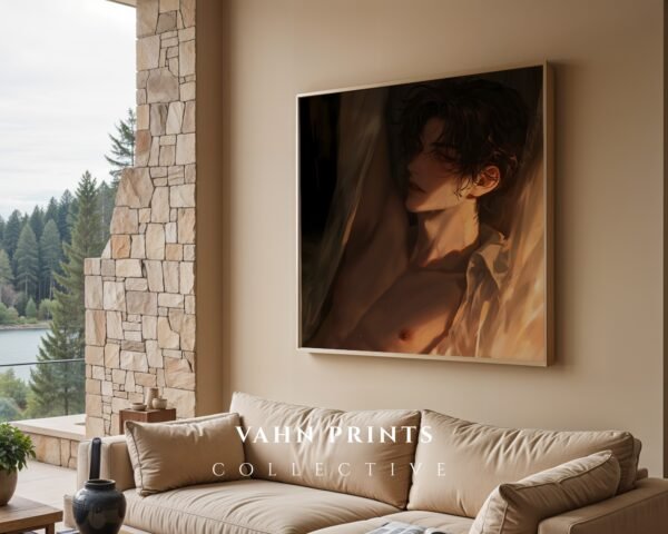 Ethereal Soulmate Husband Wall Art Muscular Male Figure Romantic Printable Anime Boyfriend Digital Download