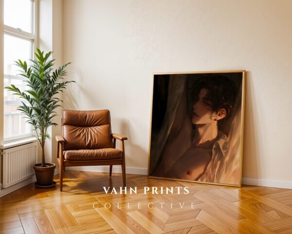 Ethereal Soulmate Husband Wall Art Muscular Male Figure Romantic Printable Anime Boyfriend Digital Download