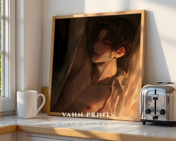 Ethereal Soulmate Husband Wall Art Muscular Male Figure Romantic Printable Anime Boyfriend Digital Download