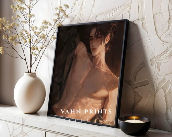 Nude Male Figure Wall Art Minimalist Muscular Man Line Drawing Printable Decor Digital Download