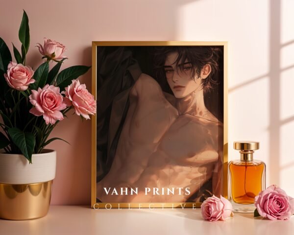 Nude Male Figure Wall Art Minimalist Muscular Man Line Drawing Printable Decor Digital Download