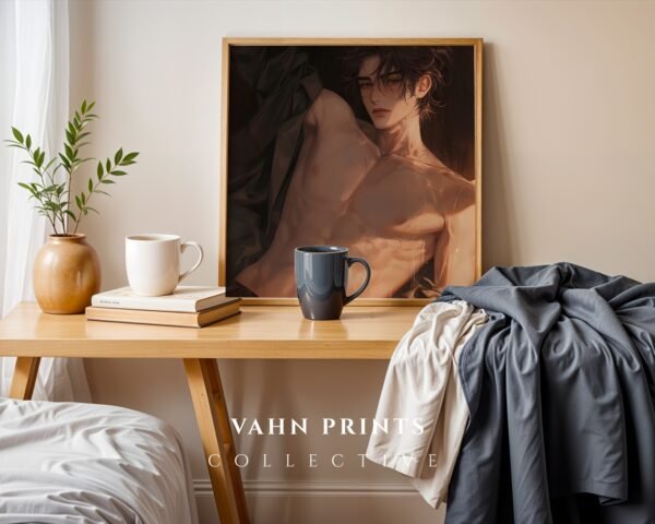 Nude Male Figure Wall Art Minimalist Muscular Man Line Drawing Printable Decor Digital Download