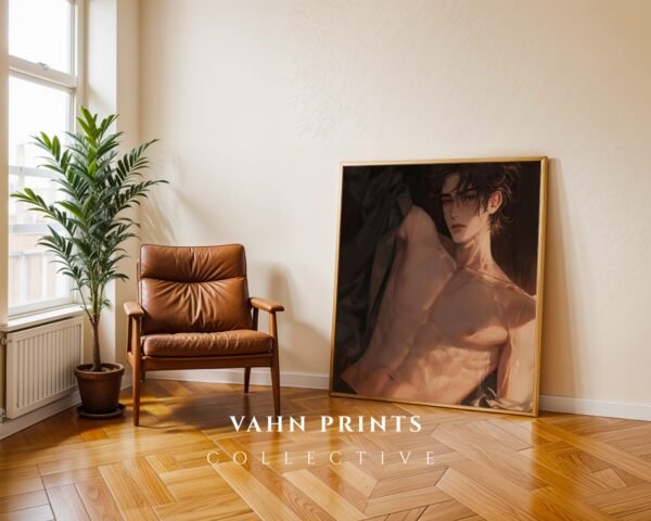 Nude Male Figure Wall Art Minimalist Muscular Man Line Drawing Printable Decor Digital Download