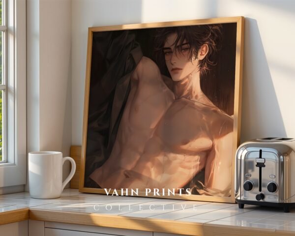 Nude Male Figure Wall Art Minimalist Muscular Man Line Drawing Printable Decor Digital Download