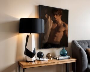 Male Nude Body Wall Art Print Handsome Man Sketch Minimalist Figurative Poster Download