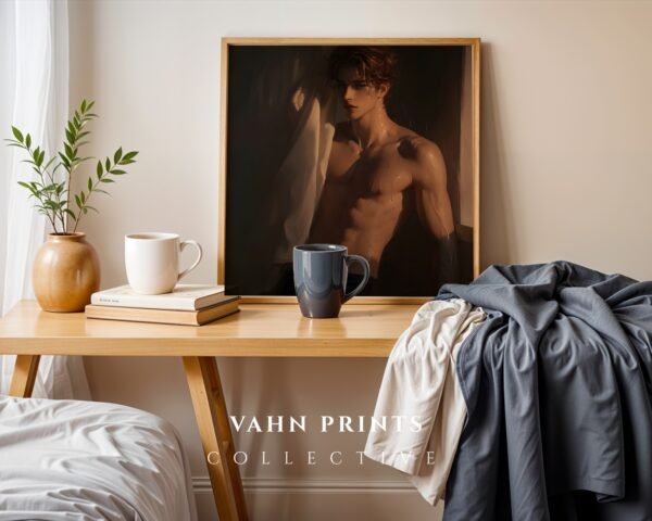 Male Nude Body Wall Art Print Handsome Man Sketch Minimalist Figurative Poster Download