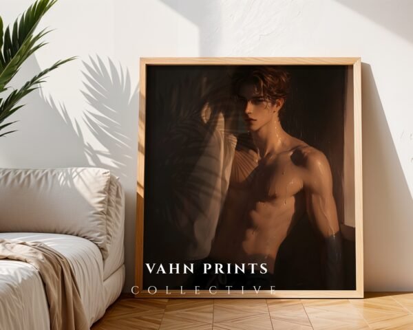 Male Nude Body Wall Art Print Handsome Man Sketch Minimalist Figurative Poster Download