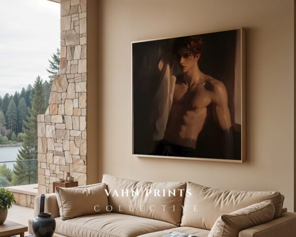 Male Nude Body Wall Art Print Handsome Man Sketch Minimalist Figurative Poster Download