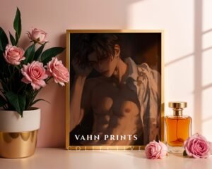 Handsome Man Art Print Muscular Male Figure Ethereal Soulmate Husband Romantic Wall Art Download