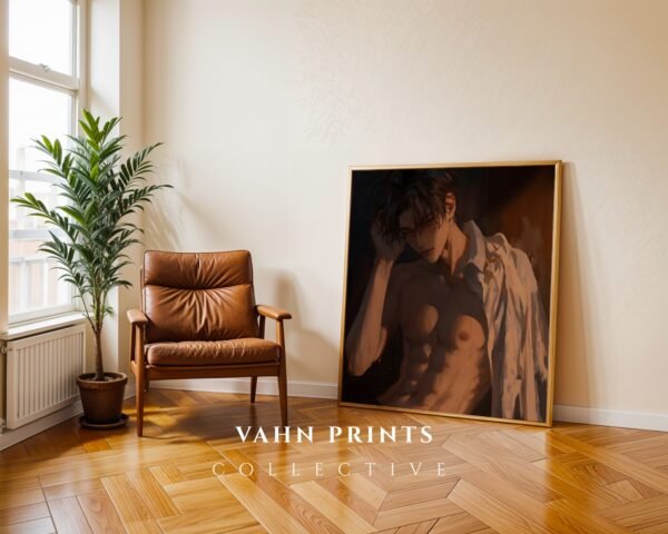 V104c_m8 Handsome Man Art Print Muscular Male Figure Ethereal Soulmate Husband Romantic Wall Art Download