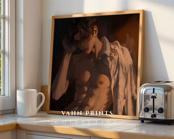 V104c_m9 Handsome Man Art Print Muscular Male Figure Ethereal Soulmate Husband Romantic Wall Art Download