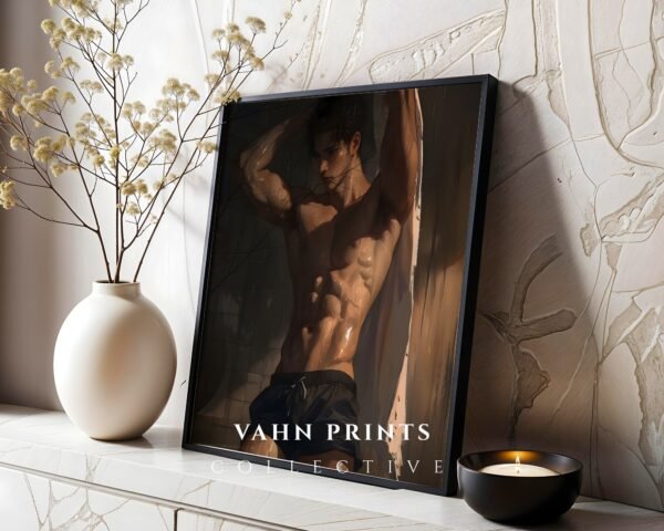 Romantic Male Figure Wall Art Handsome Muscular Man Ethereal Lover Printable Download