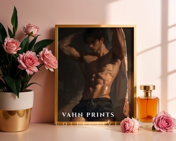 Romantic Male Figure Wall Art Handsome Muscular Man Ethereal Lover Printable Download
