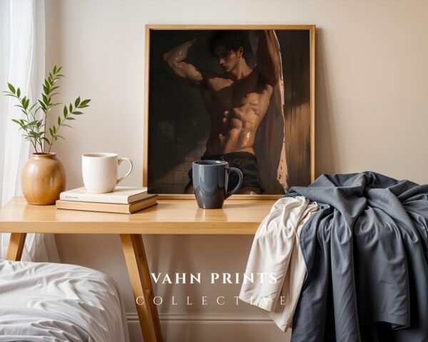 Romantic Male Figure Wall Art Handsome Muscular Man Ethereal Lover Printable Download