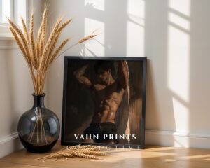 Romantic Male Figure Wall Art Handsome Muscular Man Ethereal Lover Printable Download